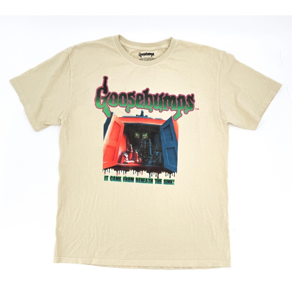 Goosebumps Shirt Mens Medium Tan It Came From Beneath The Sink Graphic Tee
